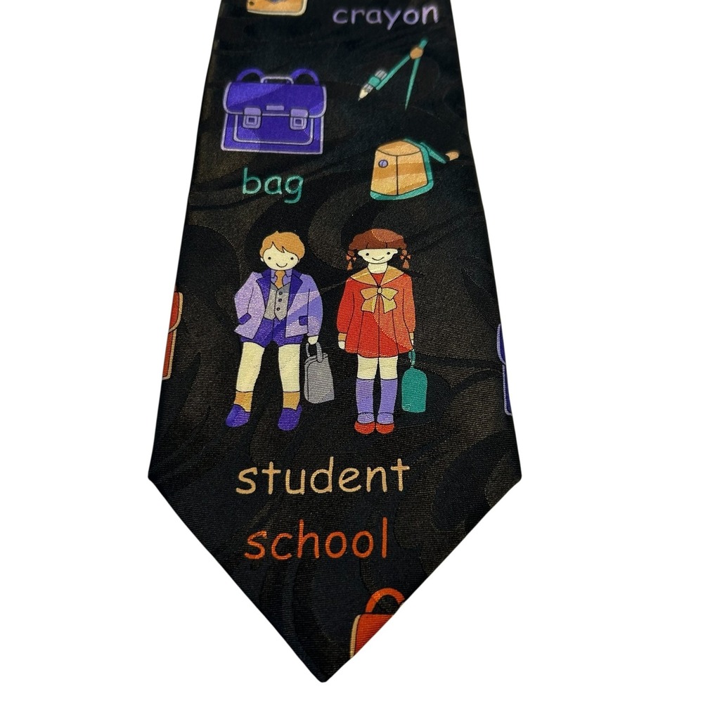 Steven Harris School Theme Necktie Mens Student Crayon Pencil Bag‎ Novelty Tie